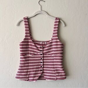 Isalis Striped Pink and Brown Button-Up Women's Top